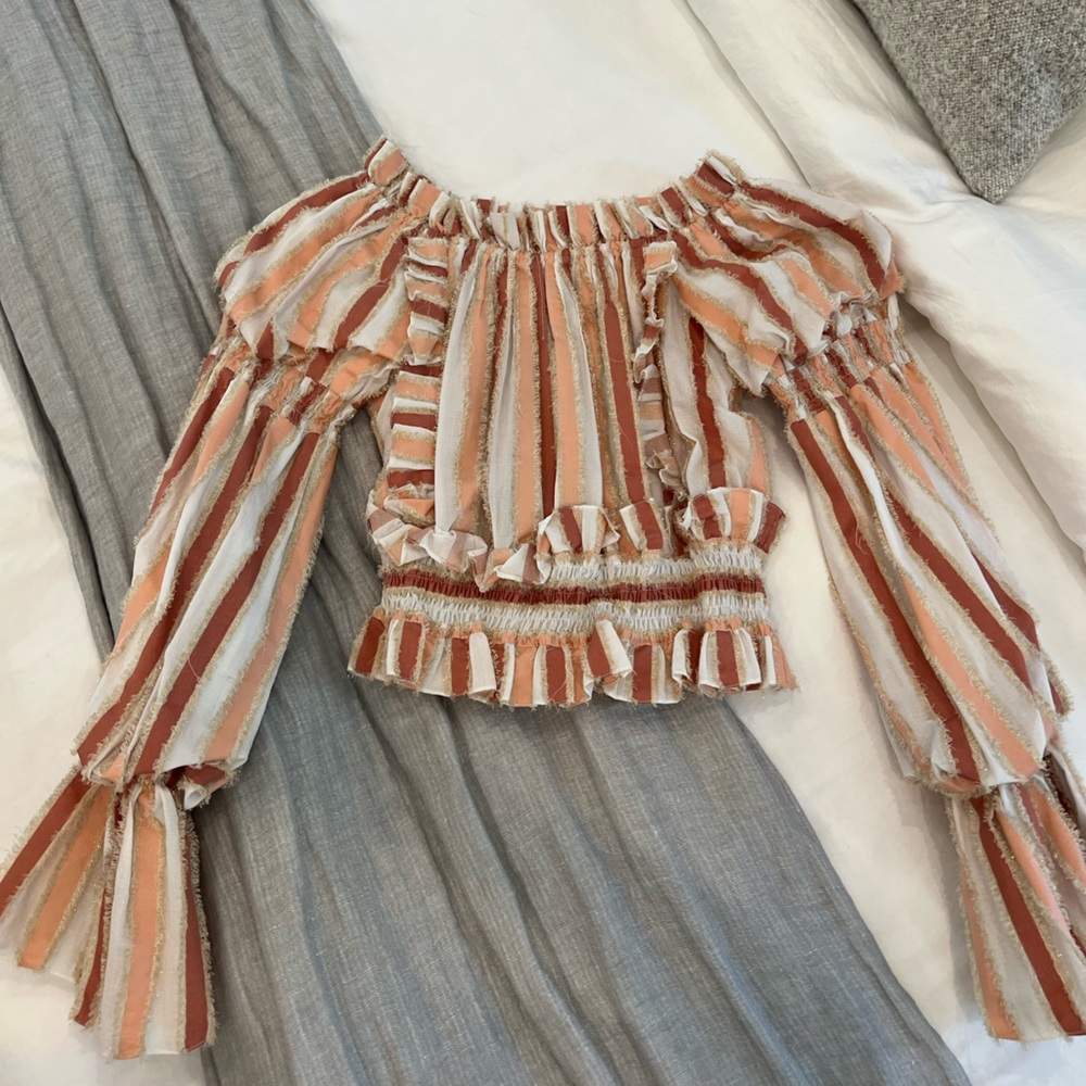 Caroline Constas Ruffle off the Shoulder Top